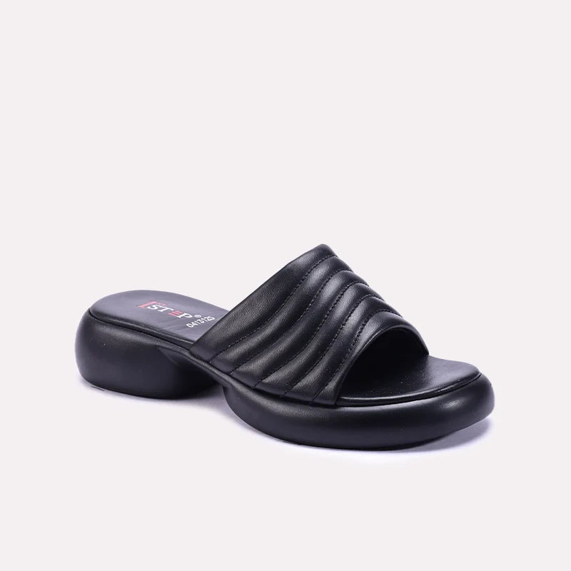 Black Chunky Casual Slippers