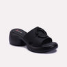 Black Chunky Heel Casual Slippers