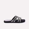 Womens Black Comfy Flat Fancy Slippers