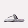 Womens Gray Fancy Flat Slippers