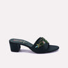 Womens Green Fancy Heel Slippers