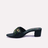 Green Fancy Heel Slippers for Women