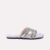 Womens Silver Comfy Flat Fancy Slippers