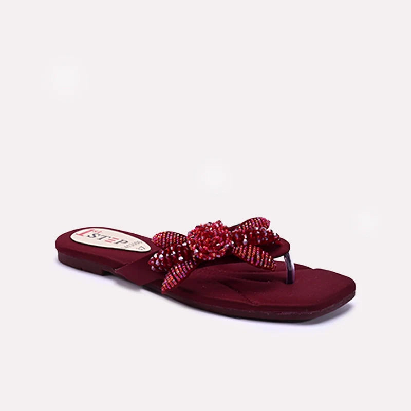 Womens_Maroon_Fancy_Flat_Slippers_0413006_1.webp
