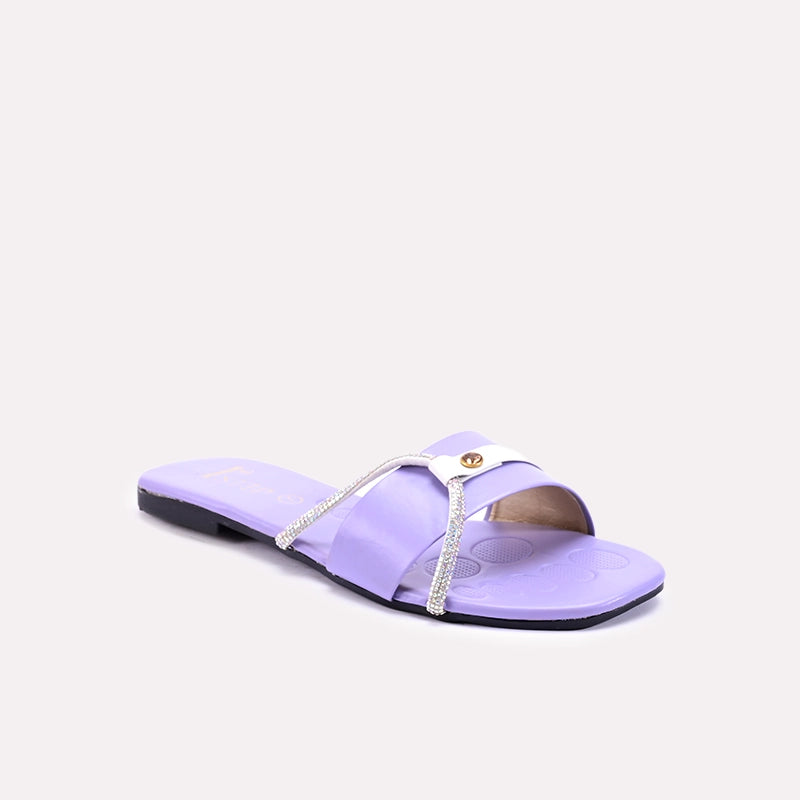 adelina purple fancy flat slippers