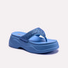 womens blue platform flip flop slippers