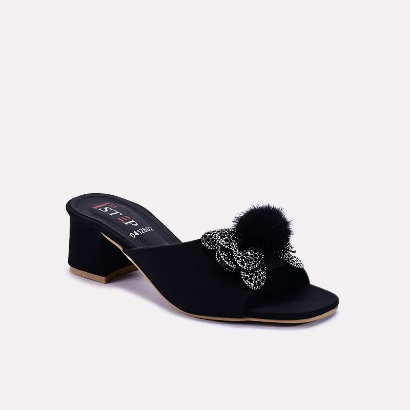 allure black fancy slippers