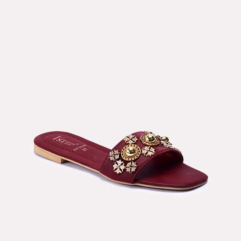 anastasia maroon fancy slippers