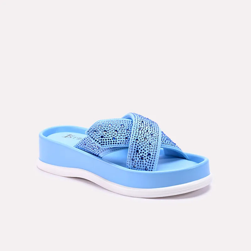 angela blue casual slides