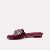 Ariadne Maroon Fancy Slippers for women