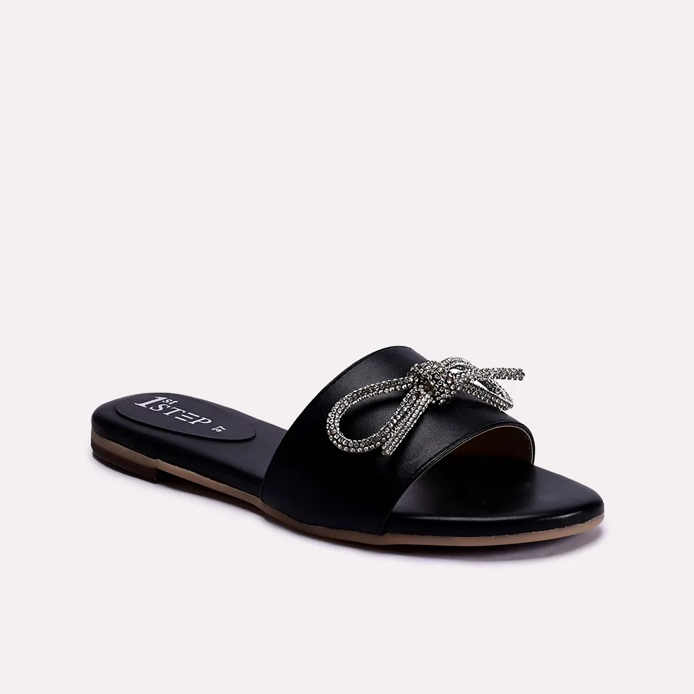 ashly black flat slippers