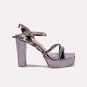 azura women gray glossy high heel sandals