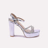 azura women silver glossy high heel sandals