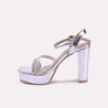 azura silver glossy high heel sandalsfor women