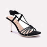 Black Pointed Heel Fancy Sandals