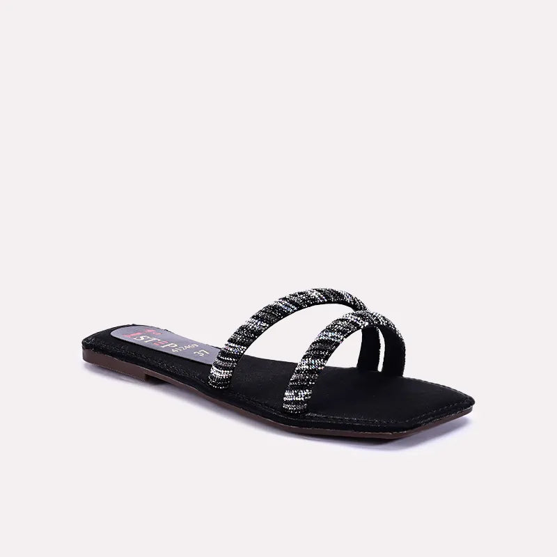 bliss black fancy slippers