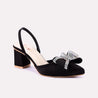 blossom black fancy heel pumps