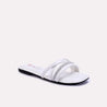 brampton white fancy flat slippers