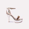calista women gold glossy bridal sandals