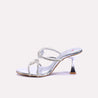 charm silver bridal heel slippers for womens