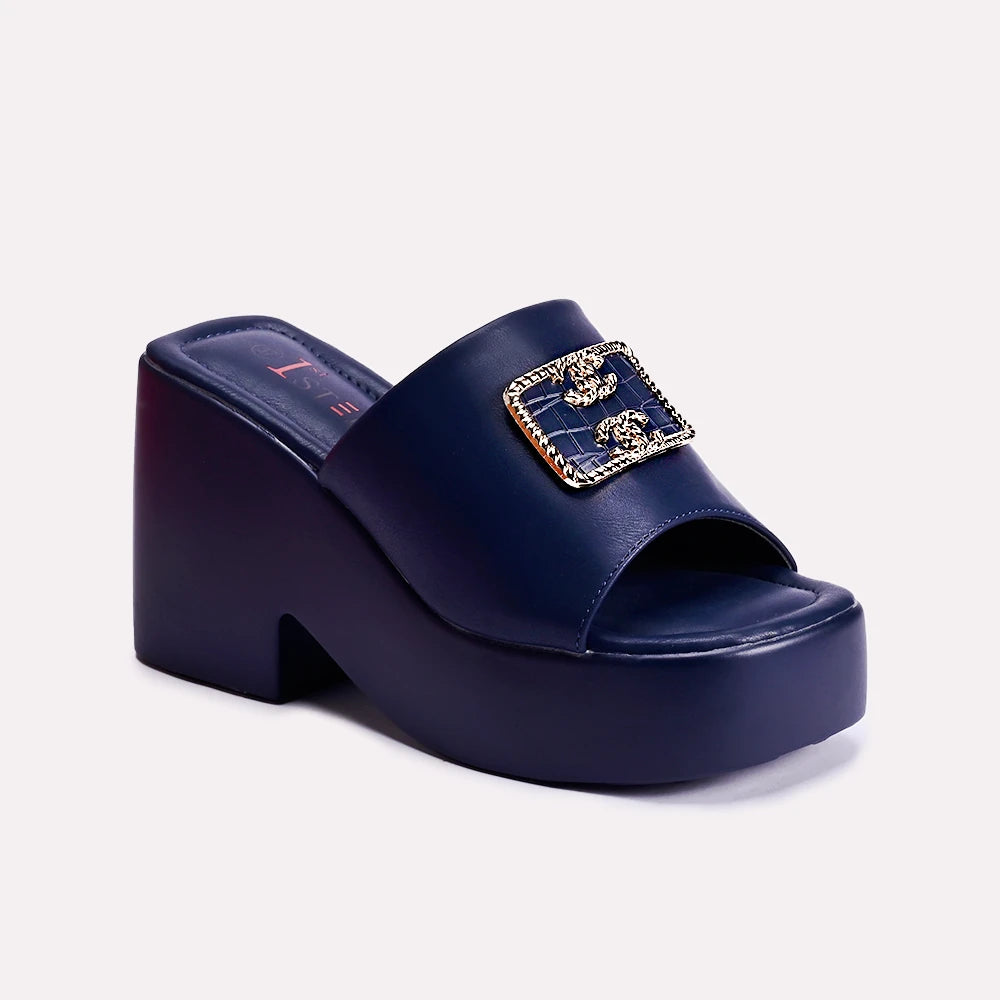 chloe blue chunky slippers