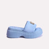 clara blue women platform slippers