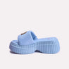 clara blue platform slippers for women