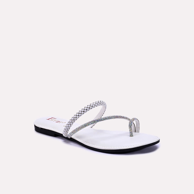 claremont white fancy slippers