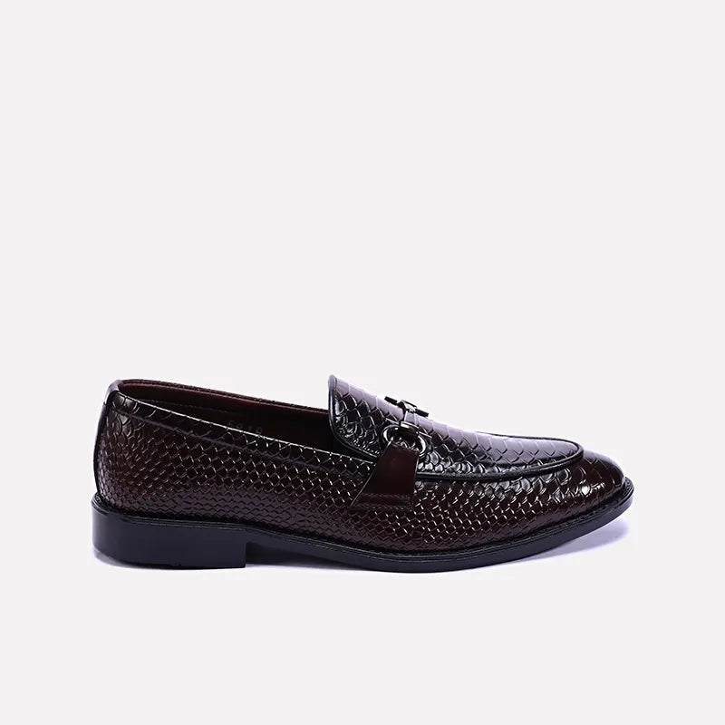 clarence mens horsebit maroon crocodile formal loafers