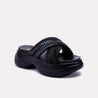 danila black chunky criss cross slippers