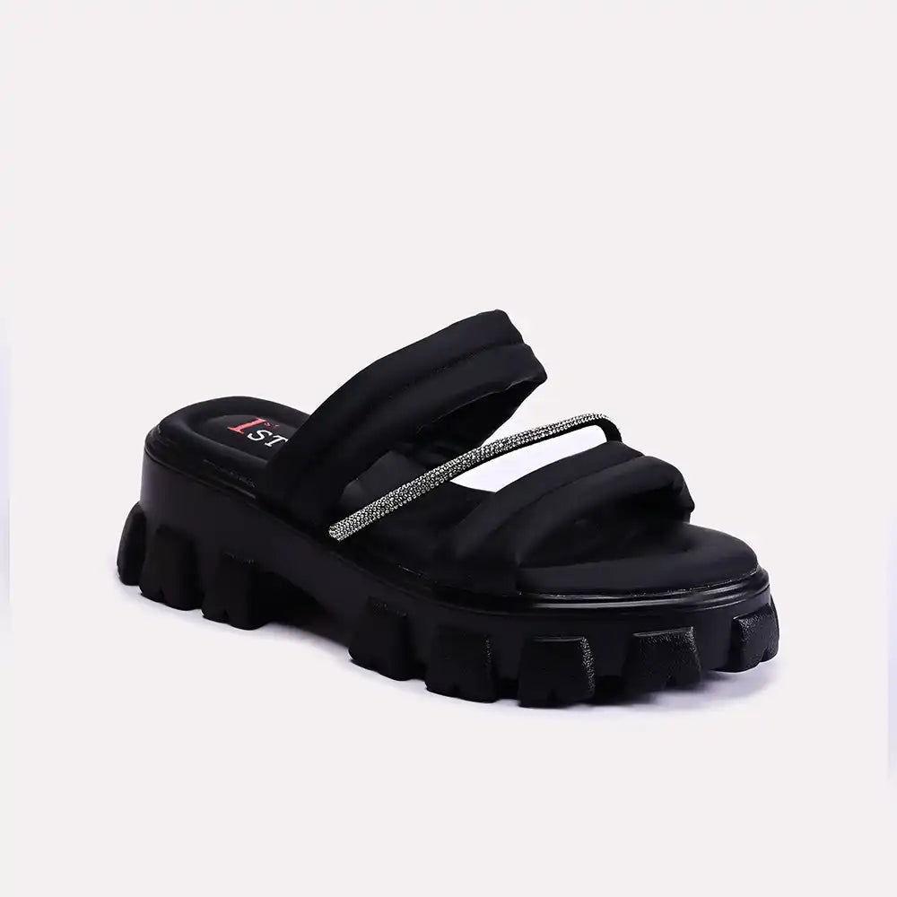 daphne black chunky slippers