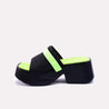 delevingne green chunky casual slippers for women