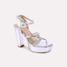 diane silver bridal heel sandals