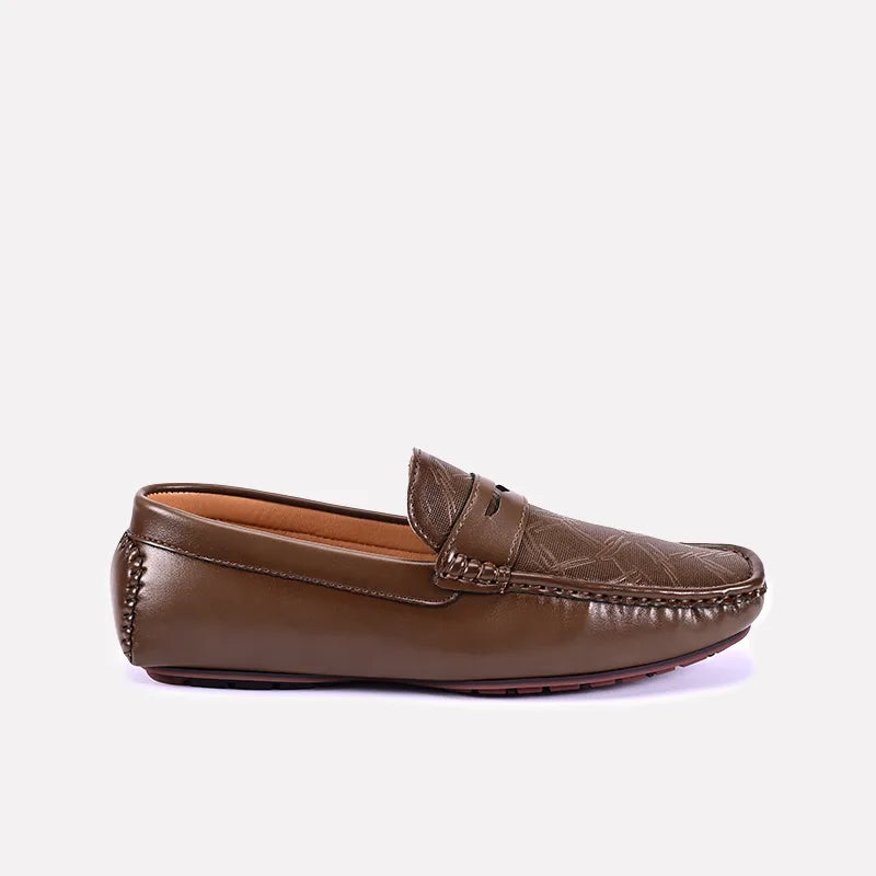 duncan men brown textured penny loafers