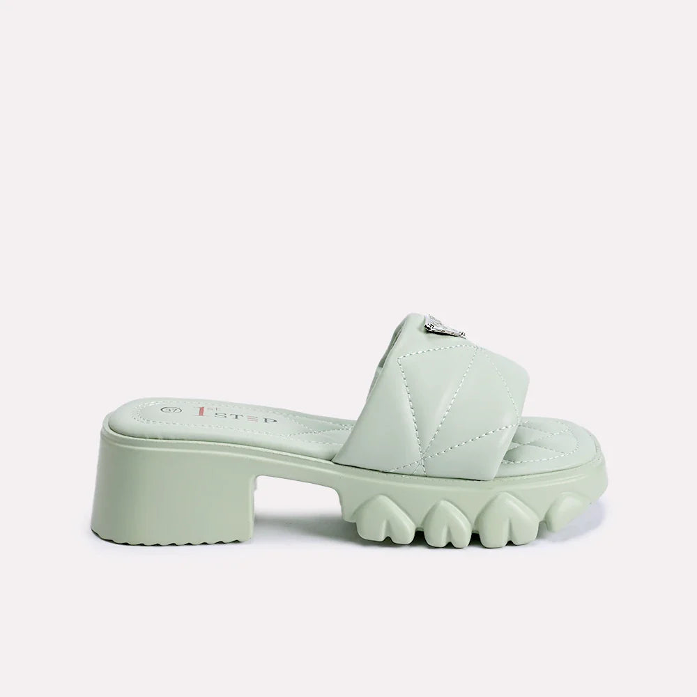 eden women green chunky slippers