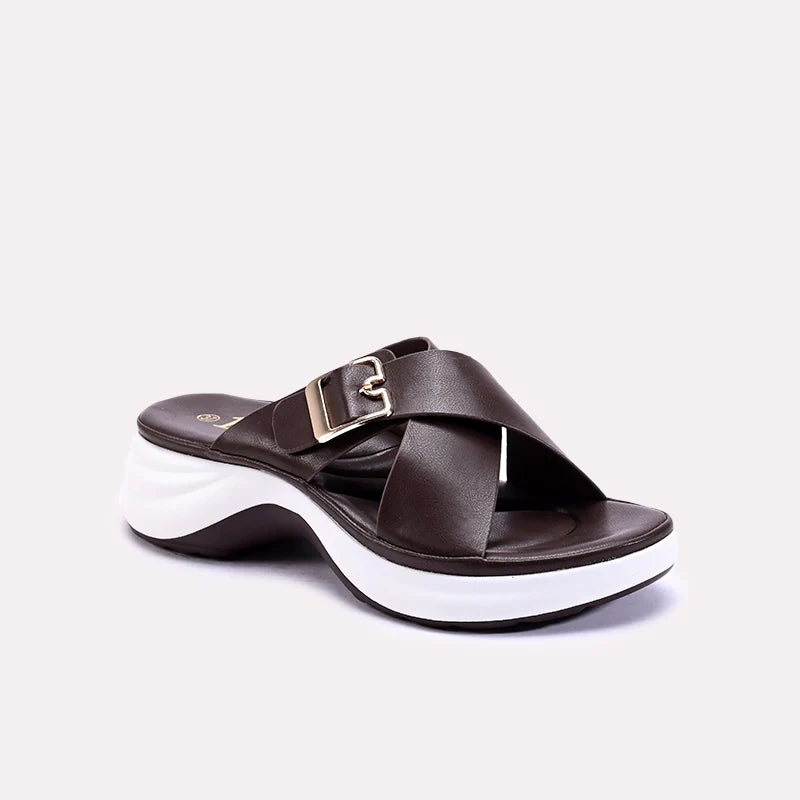 eliza brown chunky criss cross casual slippers