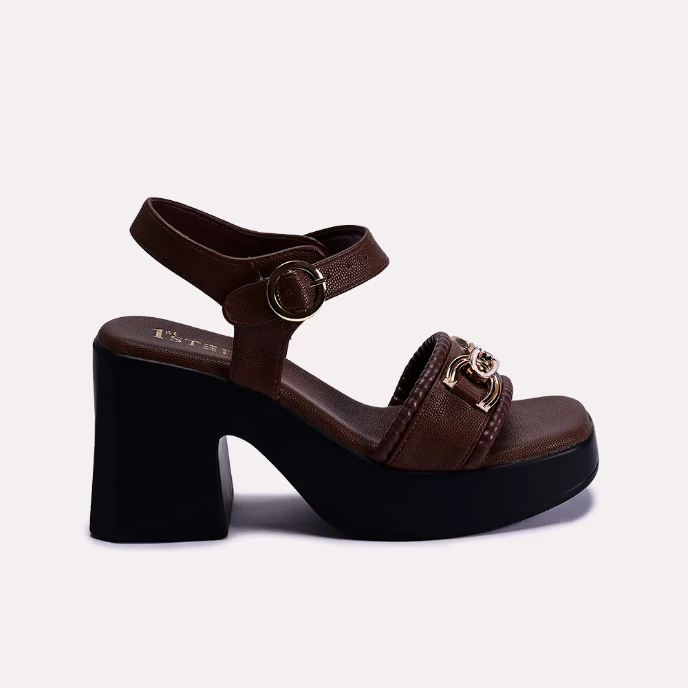 elsie brown block heel sandals