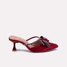 etta womens maroon bridal heel mules