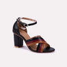 fenella black block heel fancy sandals