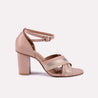 fenella women peach block heel fancy sandals