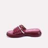 fernanda maroon chunky casual slippers for women