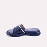 fernanda navy blue chunky casual slippers for women