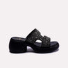 womens black chunky casual slippers