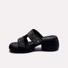 black chunky casual slippers for women