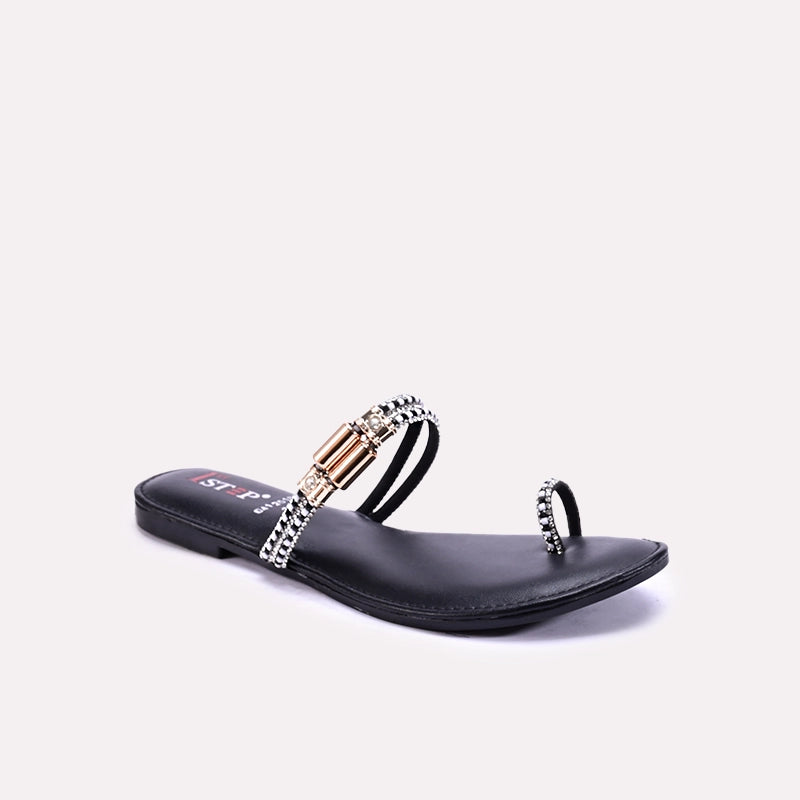 galatea black thumbhole fancy slippers