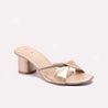 Gold Block Heel Casual Slippers