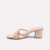 Gold Block Heel Casual Slippers for Women