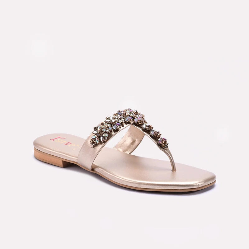 Gold Flat Fancy Slippers