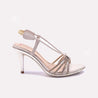 Womens Gold Pointed Heel Fancy Sandals