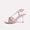 Gold Pointed Heel Fancy Sandals for Women